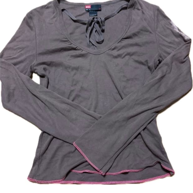 디젤 사이드 로고 브라운 롱슬리브