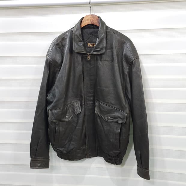 90s Wind Armor 사슴가죽 집업자켓- XL