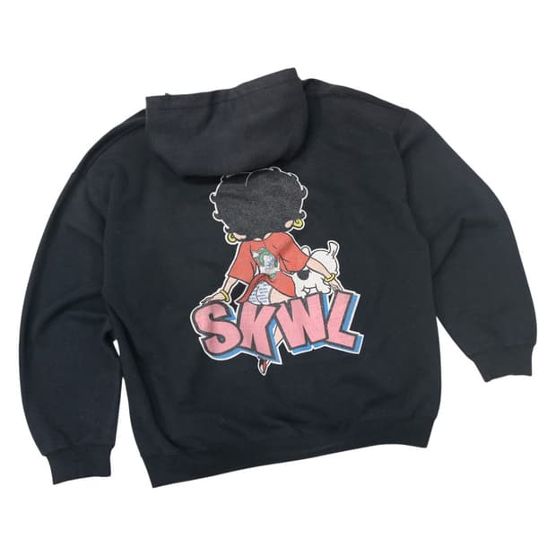 SKWL 베티 붐 캐릭터 백로고 블랙 후드티 (XL)
