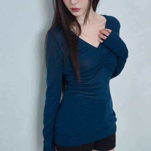 레이즈미야 아이리 셔링 니트 [PETROL BLUE] S