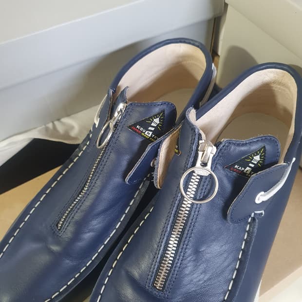 [4 Size] 레더 지퍼 덱 슈즈