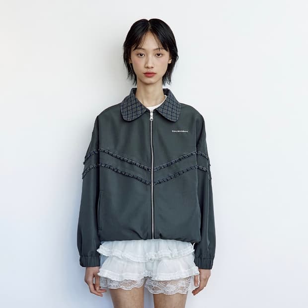 [새상품] 러프넥 체크 리버서블 리버시블 자켓 