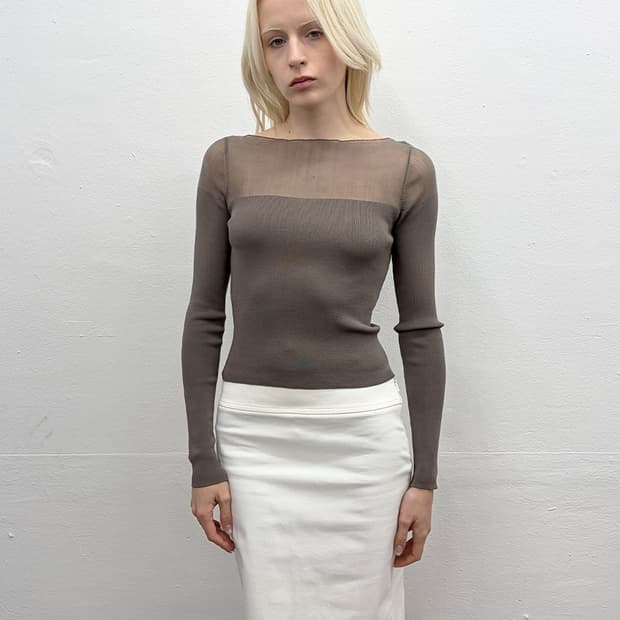 빈티지 시어 패널 리브드 탑