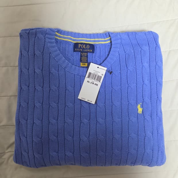 여성 폴로 랄플로렌 [보이즈] 케이블 니트 정품 스카이블루 55-66가능