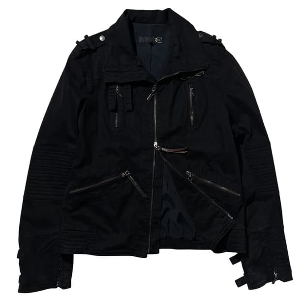 저스트 카발리 싱글 바이커 자켓 블랙