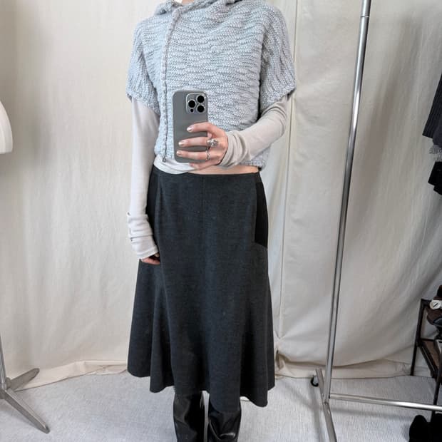 SARAH PACINI 비대칭 지퍼 니트 후드 집업