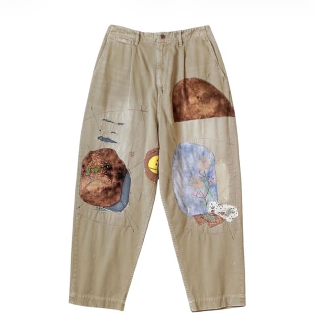 캐피탈 카츠라기 하이 웨이스트 님 팬츠 베이지