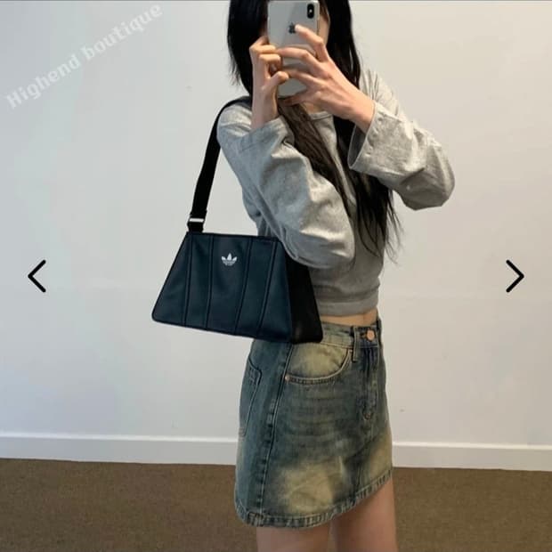 아디다스 블랙 레더 숄더백