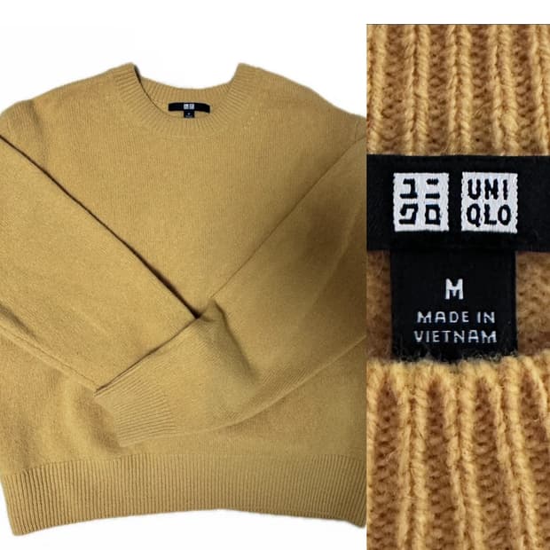 유니클로 울100 니트 머스타드 M