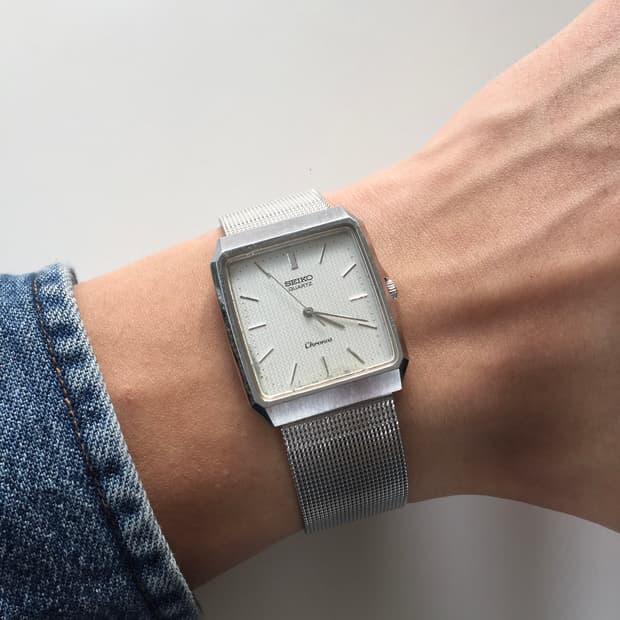 80s seiko chronos slim square quartz