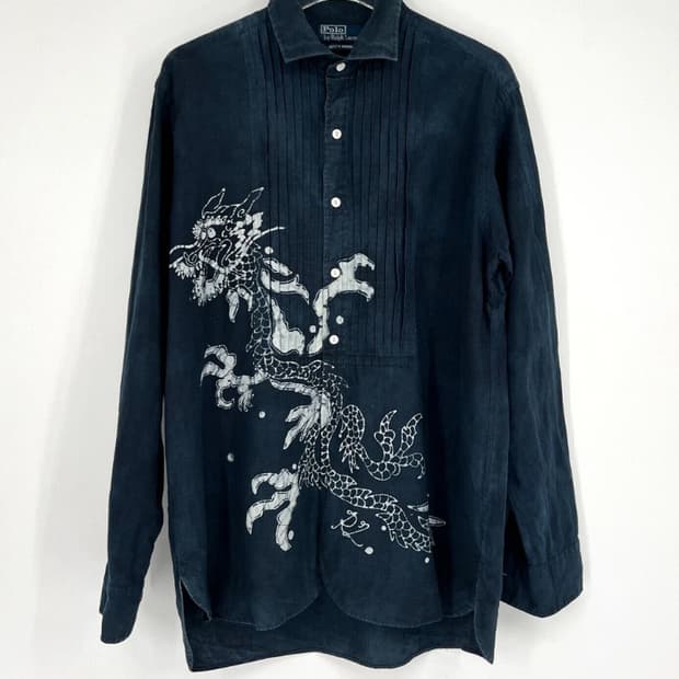 빈티지 폴로 인디고 드래곤 셔츠 L