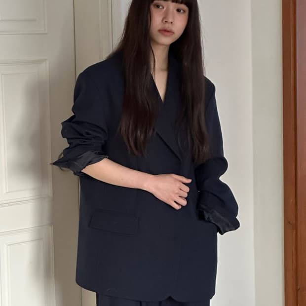 르버터LeButter 모멘토 울 오버자켓 네이비 새상품