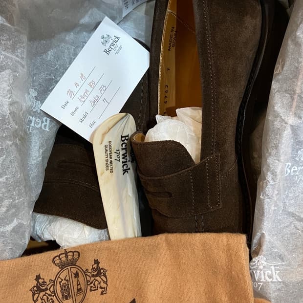 berwick goodyear welted suede loafer