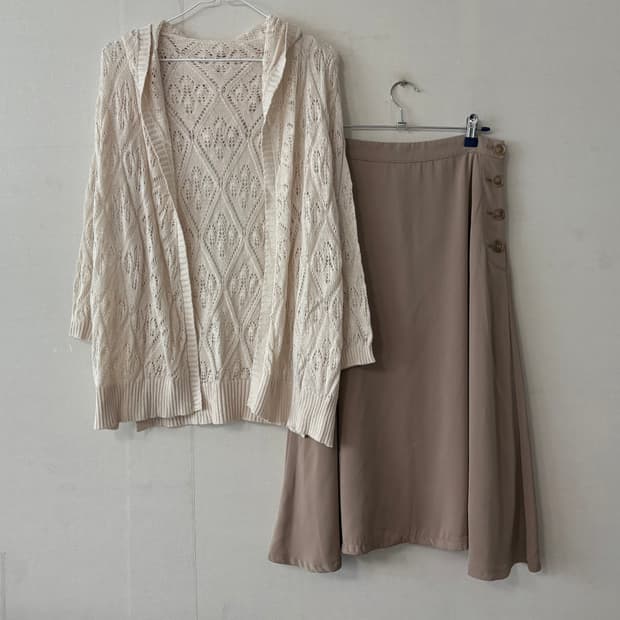 후드가디건+치마