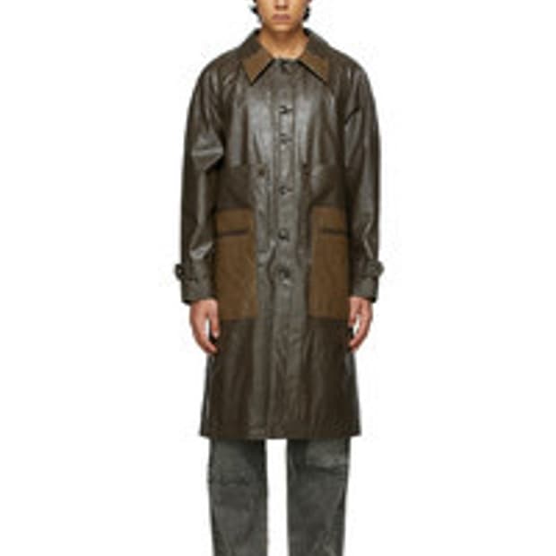 앤더슨벨  코트  AMBER FAUX LEATHER COMBO COAT