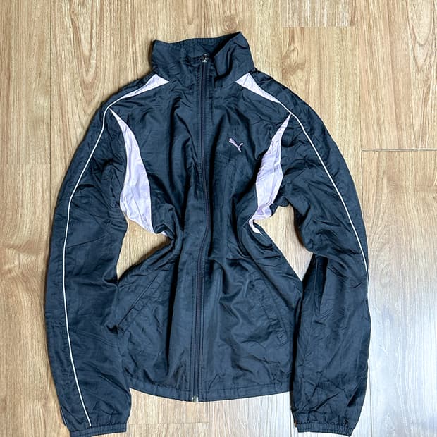 빈티지 블랙 핑크 퓨마 자켓 바람막이 히메갸루 블록코어 스포티 뉴진스