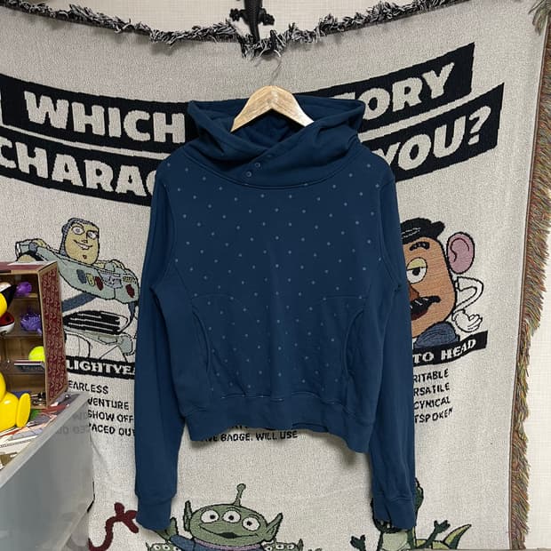 오헤시오 OHESIO 도트 버튼 넥 후디