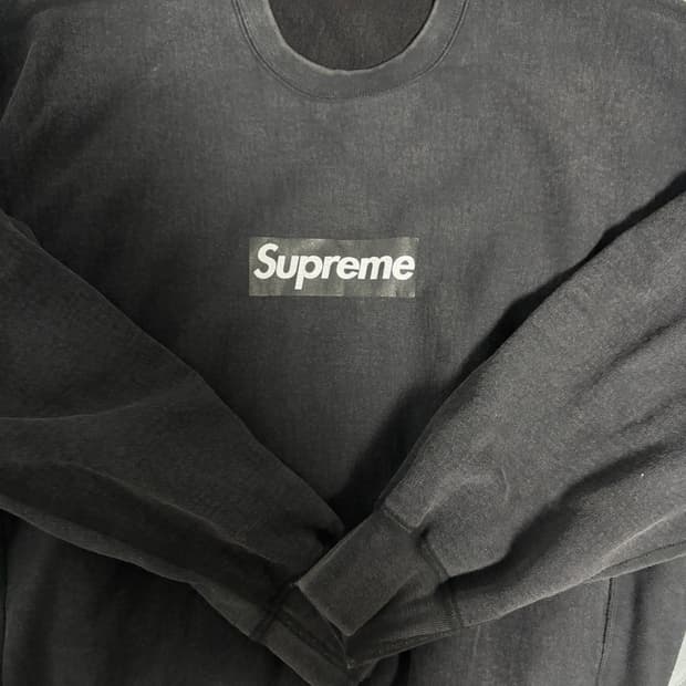 [L] 슈프림 25SS 워시드 박스로고 크루넥 블랙