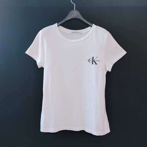 Calvin Klein 캘빈클라인 여성 화이트 반팔라운드티