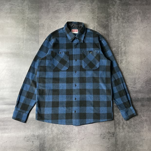 WRANGLER 랭글러 빈티지 블루 버팔로 체크 셔츠 A00328