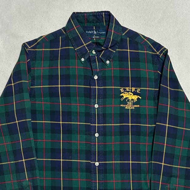 M 폴로랄프로렌 Mercer Club 그린 체크 코튼 셔츠 