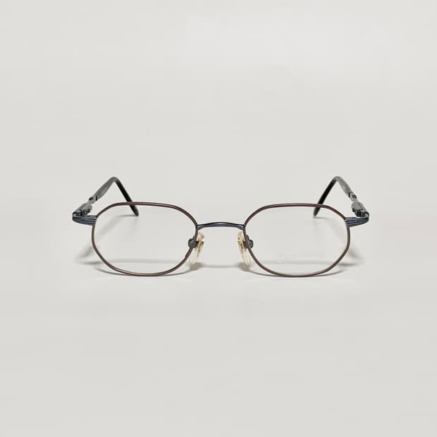 993 데드스탁 빈티지 안경테 레트로 육각형 엔틱 블루 풀메탈 남녀공용