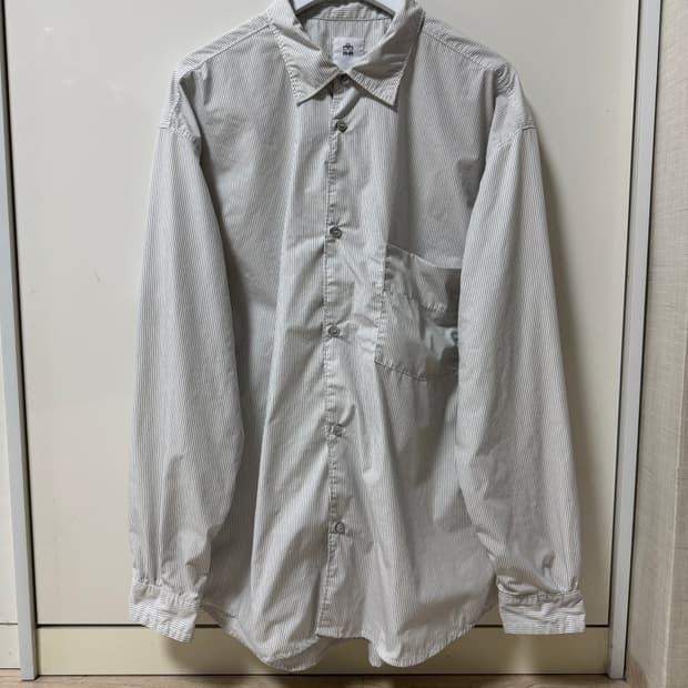 4) 폴리테루 루즈드 스트라이프 셔츠 유즈드 화이트