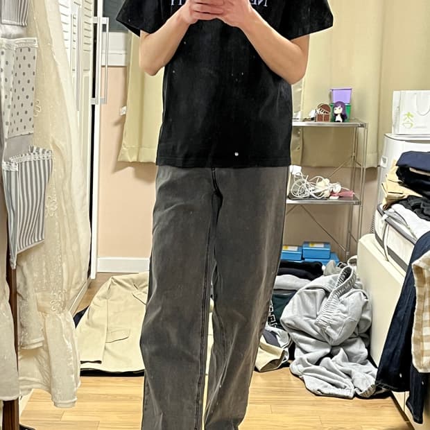 토피 모어 와이드 데님 팬츠 S사이즈 (deep grey)