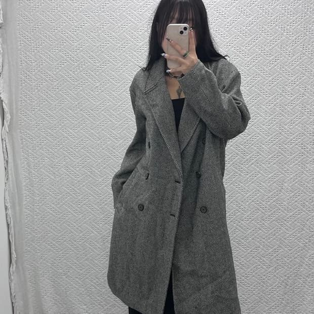 앤더슨벨 모던시크 울 캐시미어 헤링본 코트 S C07649
