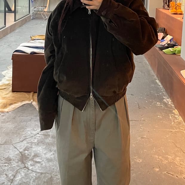 빈티지 코듀로이 브라운 블루종 자켓 H407