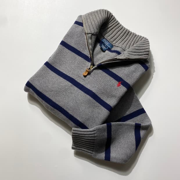 [M-L] Polo 폴로 랄프로렌 스트라이프 하프집업 니트