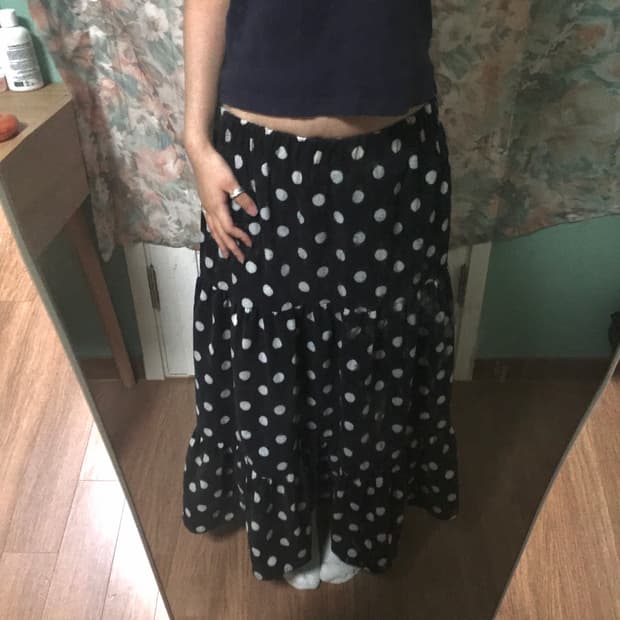 Japanese vintage dot long skirt 도트 롱스커트