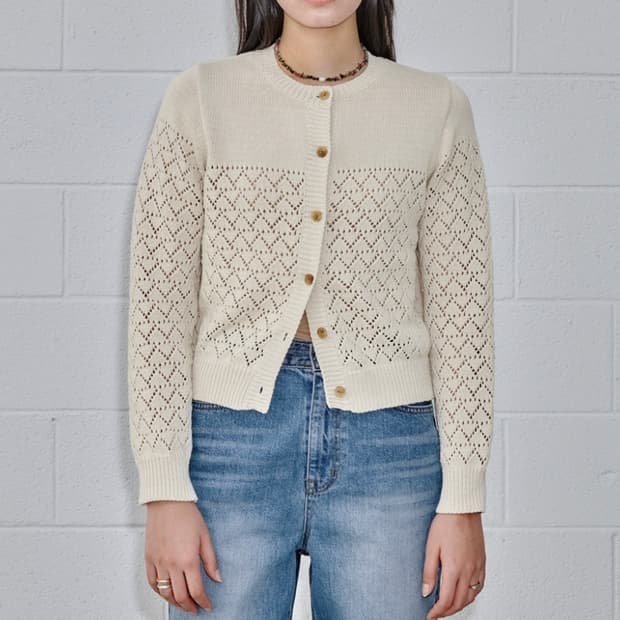 (OS)여성 LEUNI 리유니 크로셰 코튼 가디건 