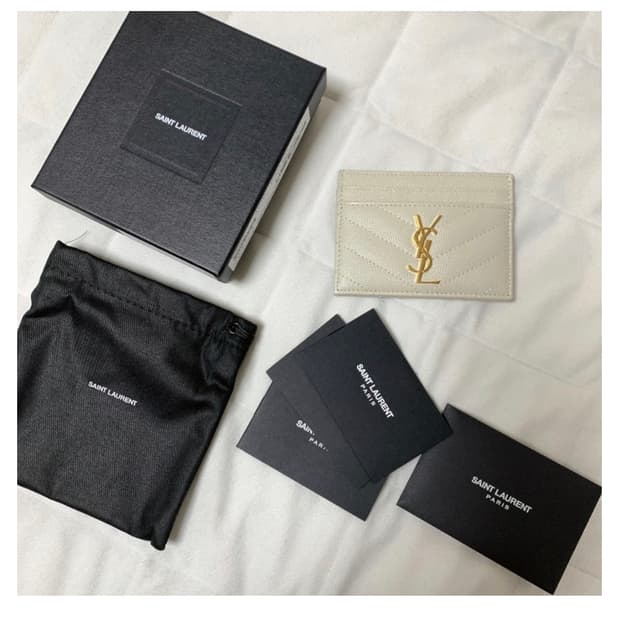 생로랑 카드 지갑 크림 