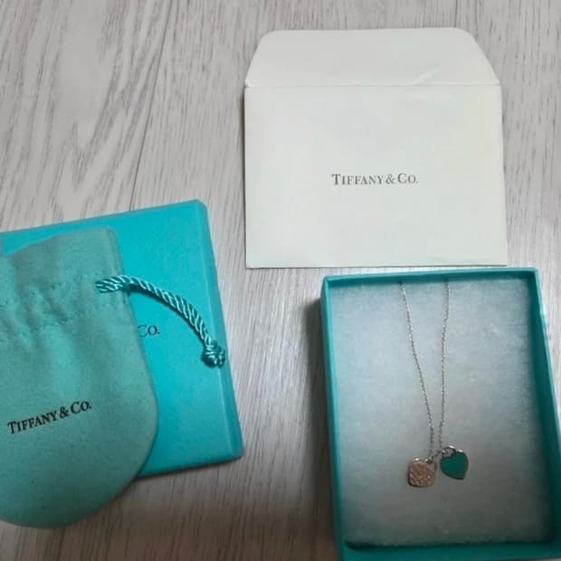 티파니 더블하트 목걸이 민트