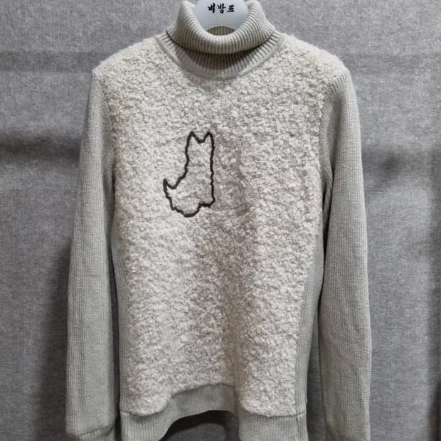 여성 90 L 블랙앤화이트 골프웨어 터틀넥 니트 긴팔