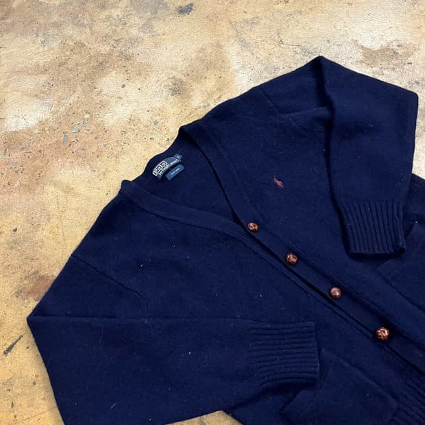 폴로 네이비 브이넥 니트 가디건