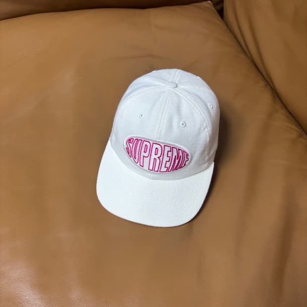 Supreme 슈프림 6패널 볼캡 모자 (Warp Logo White)