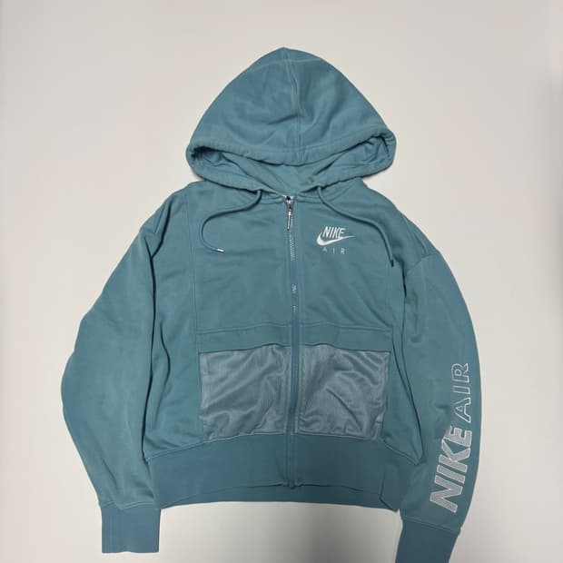 여성 나이키 에어 기모 크롭 후드집업 S 스카이블루