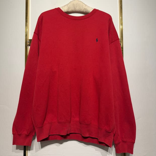 Polo by Ralph Lauren 레드 플리스 크루넥 스웨트 셔츠 X
