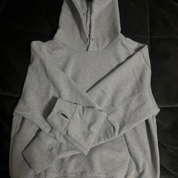 제로 크롭 핑거홀 후드티 L (블랙,멜란지그레이)