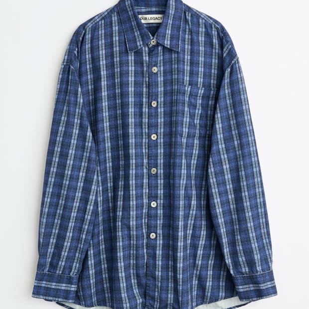 [46,48,50,52]아워레가시26ss 버로우드 체크 셔츠/블루