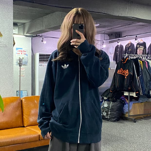 아디다스 파이어버드 네이비 후드 집업 B2568