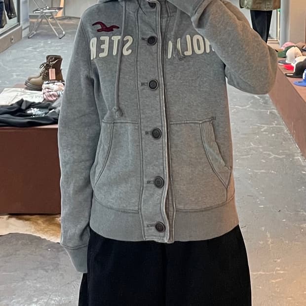 홀리스터 버튼 y2k 그레이 후드집업 H1704