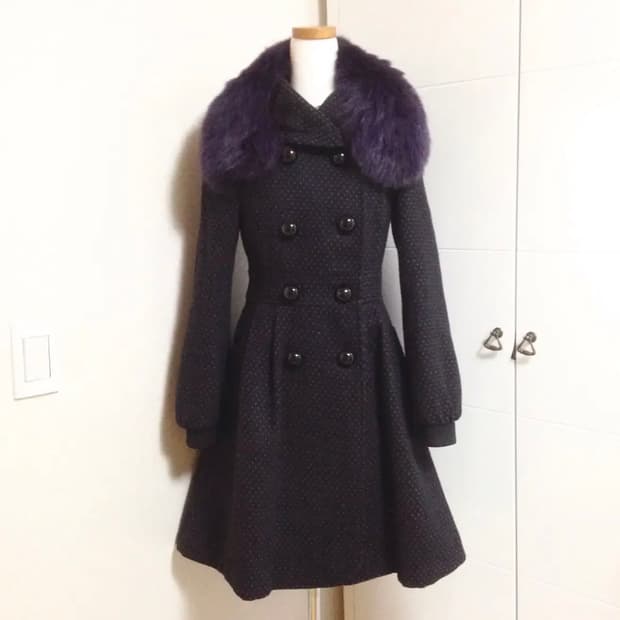 천연폭스 카라 도트 러블리 더블 자켓 55