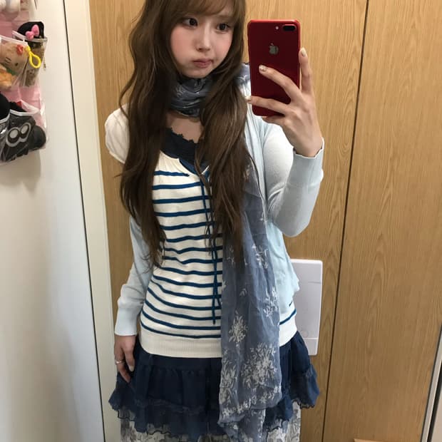 엑시즈팜 레이스 블루 페어리 플라워 하구미 모리걸 코디세트