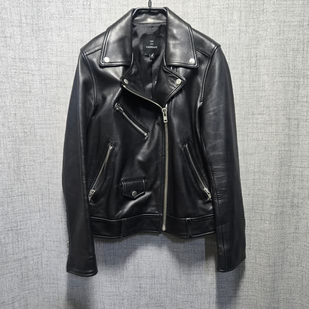 룩캐스트 블랙 램스킨 가죽 라이더 자켓 