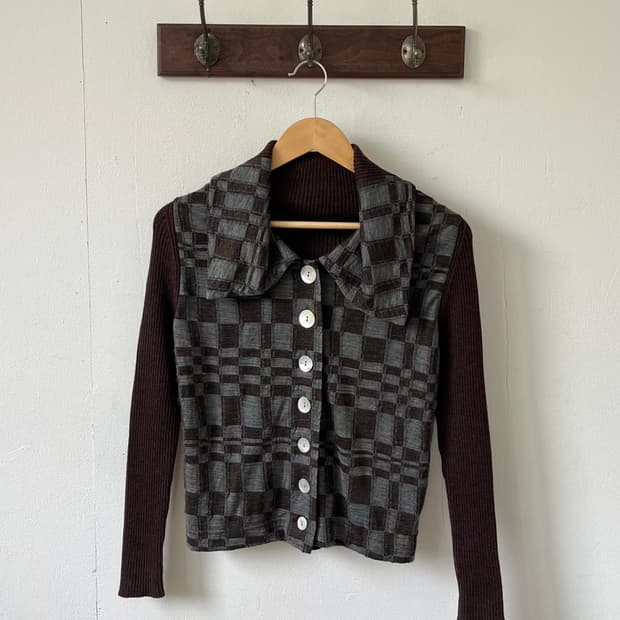 GIPSY BLUE 오버 카라 가디건