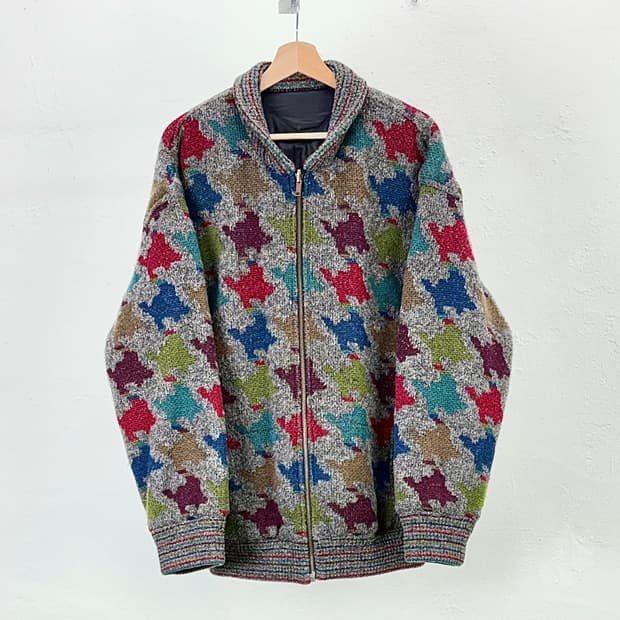 미쏘니 스포츠 멀티 셰브론 리버서블 퀼팅 니트 집업 자켓