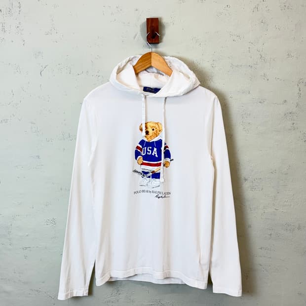 폴로랄프로렌 베어 긴팔 후드티 아이보리